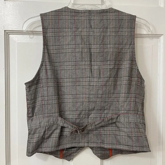Academia Brown Plaid Y2K Button‎ Up Vtg Tommy Hilfiger Fitted Vest Womens Sz 8 - Picture 3 of 5